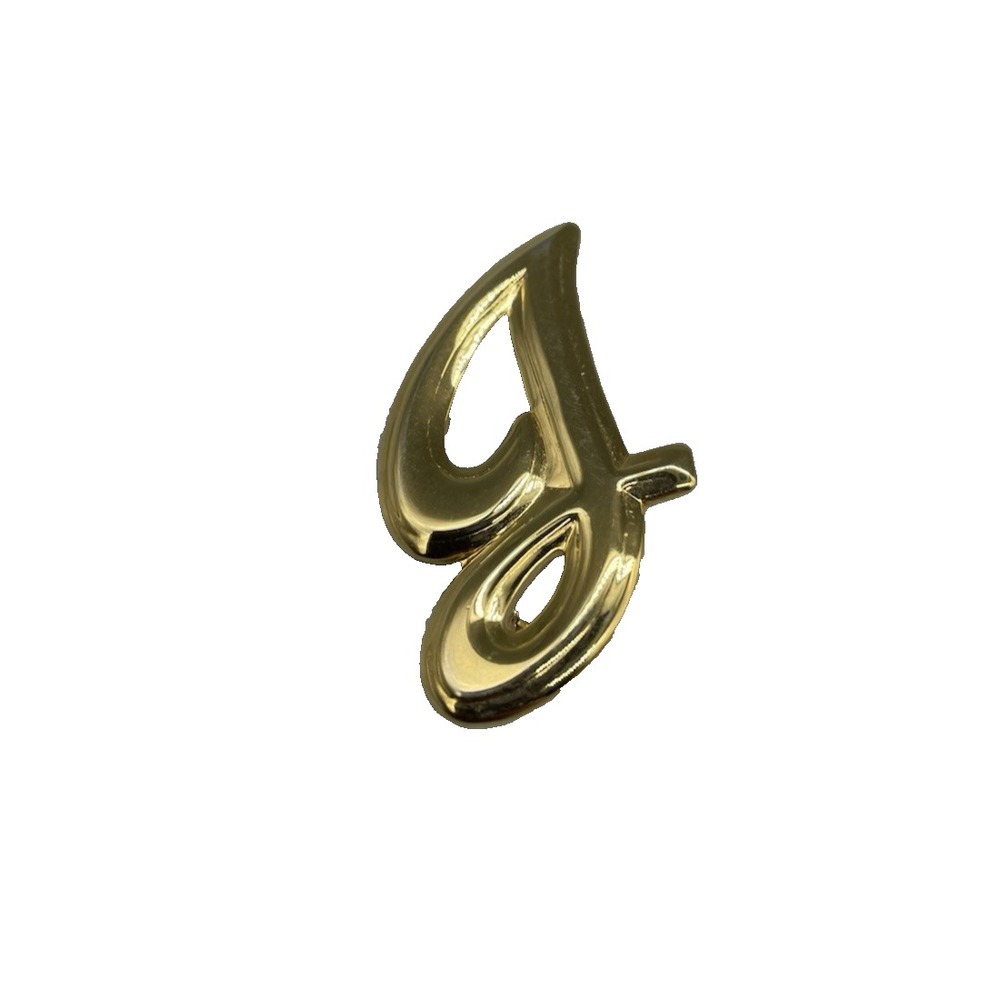 Vintage Gold Tone‎ Metal Cursive G Brooch Pin Initial Letter Costume Fashion